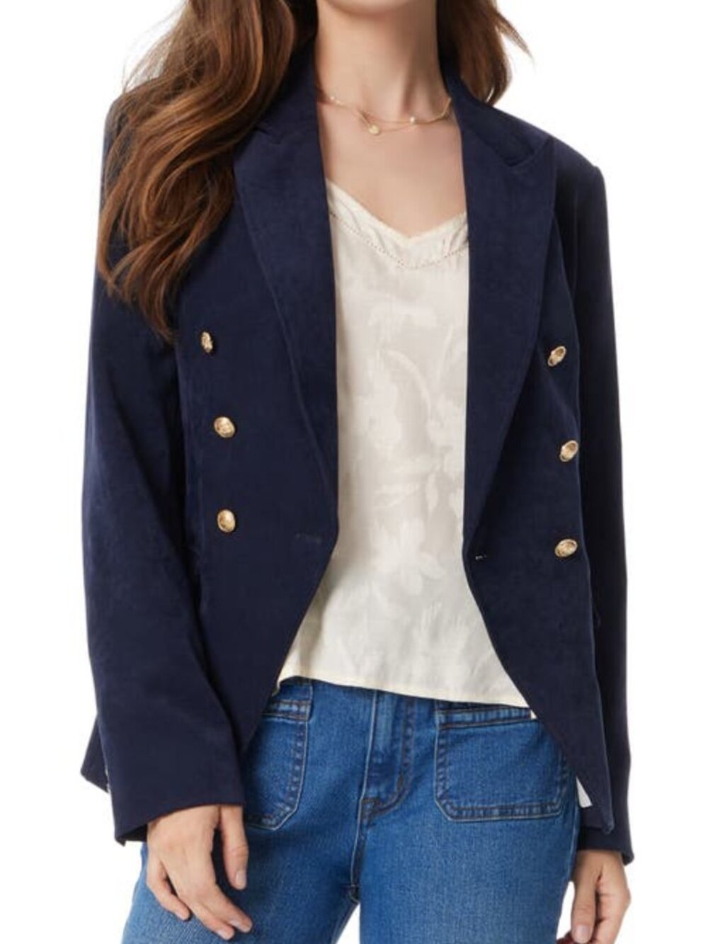 Nygard Faux Suede Navy Military Blazer